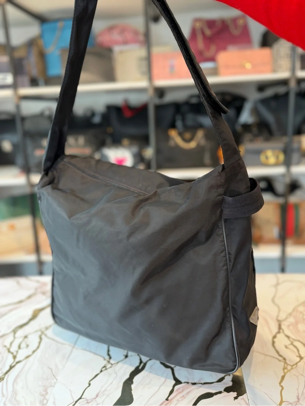 Prada Black Nylon Belt/Sling Bag with Triangle Logo